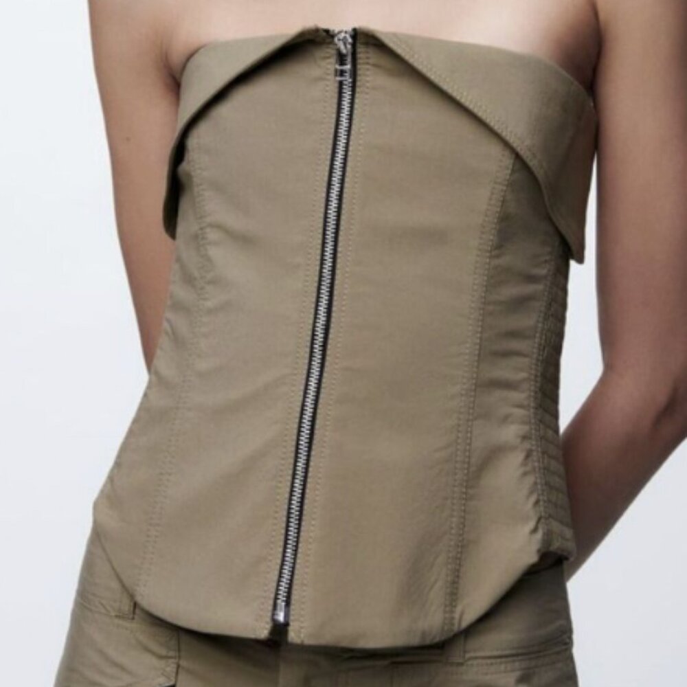 ZARA Zipper Bustier Top NEW!!!! Size Small